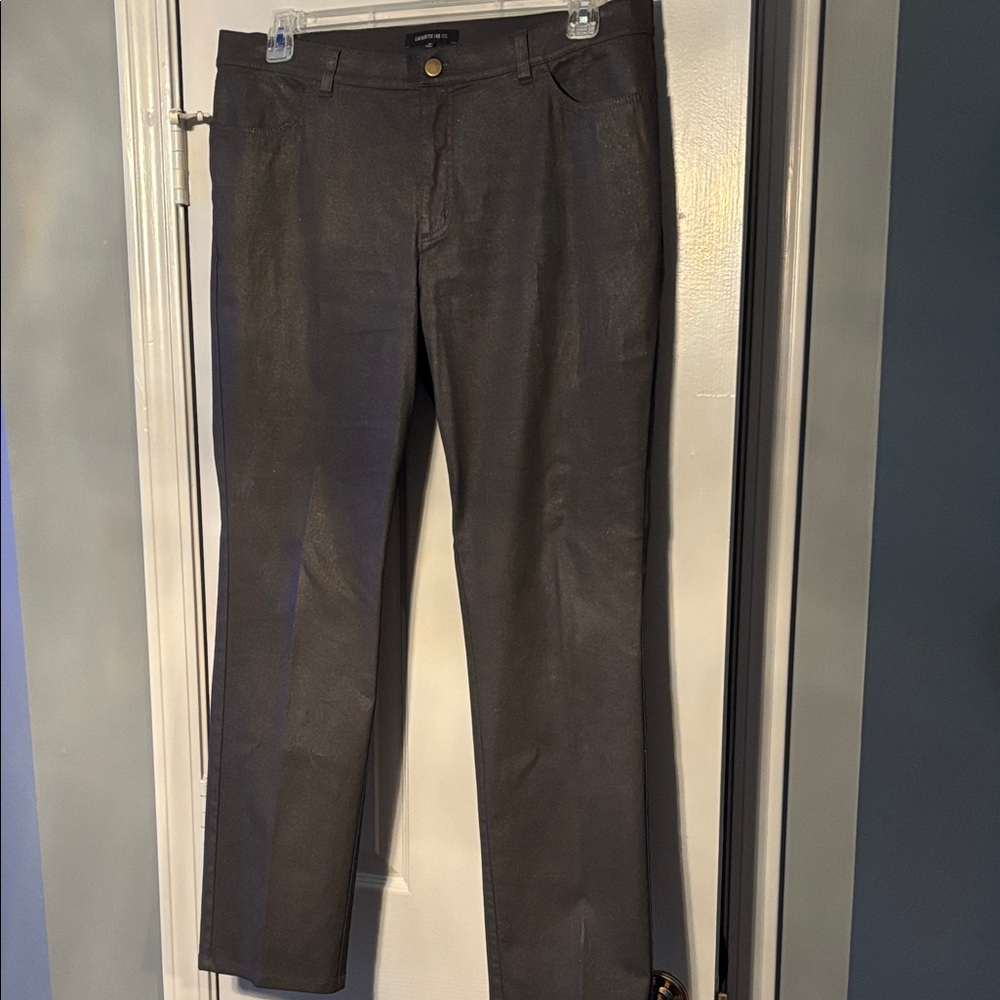 Lafayette 148 New York Dark Gray Silver Coated Pants